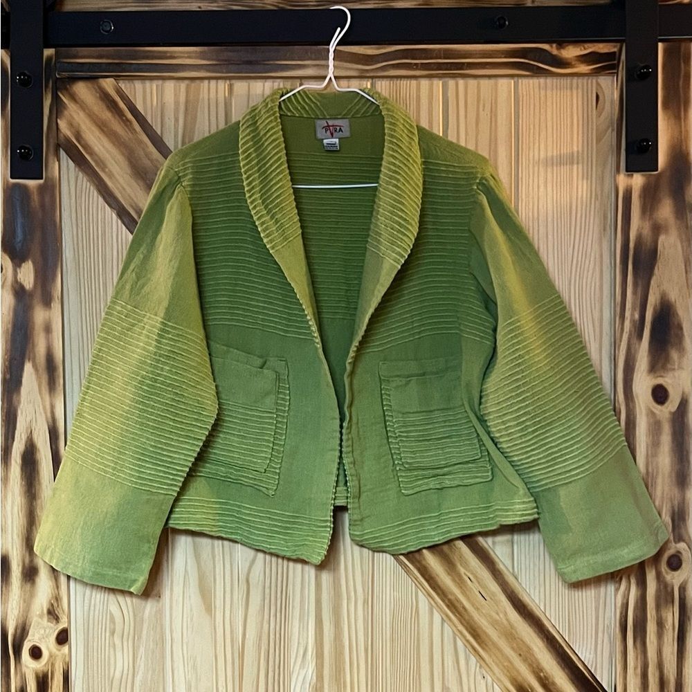EUC Textured Open Jacket Green 4